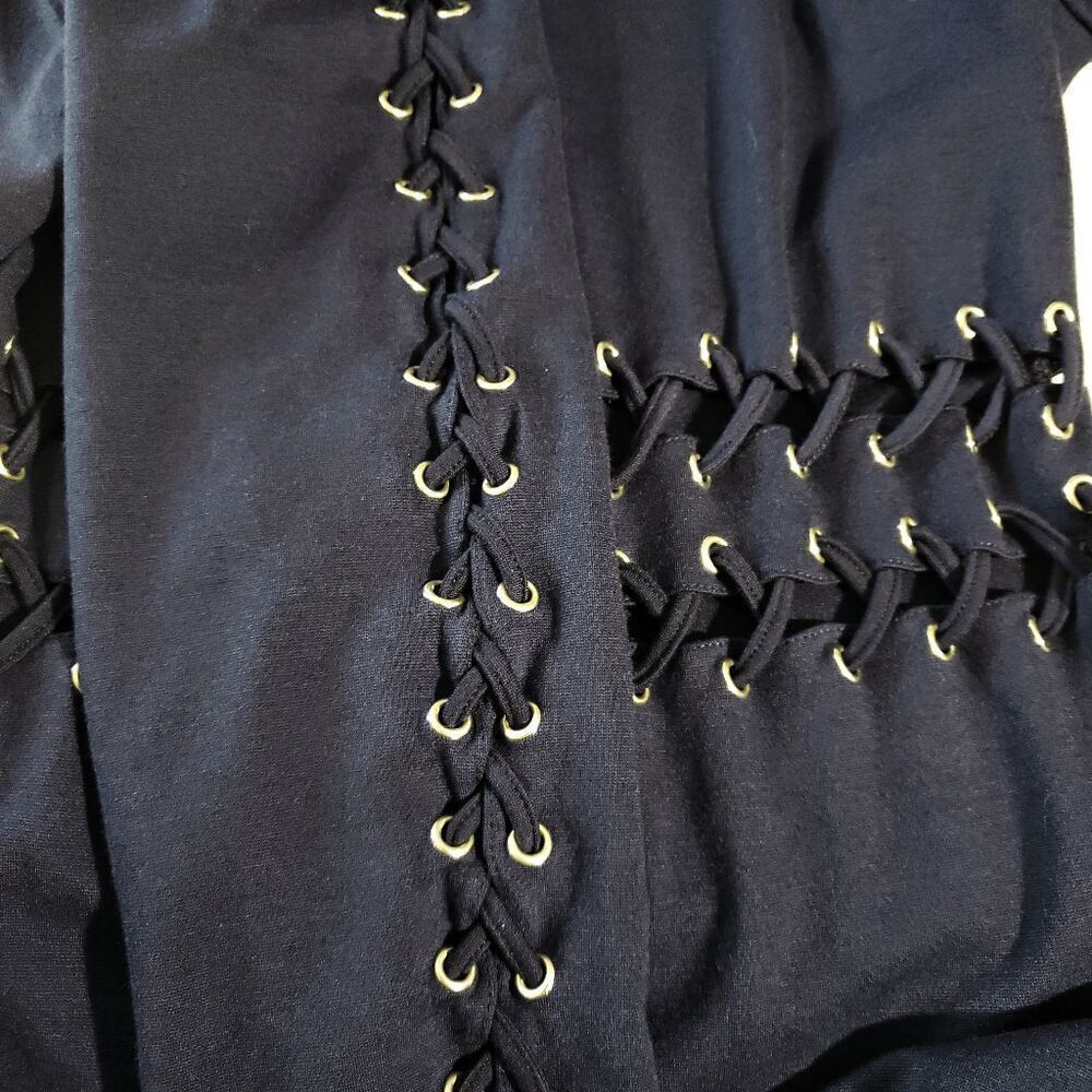 Venus Navy Lace Up Waist And Sleeves Bodycon Dress Size 12 - Picture 8 of 9